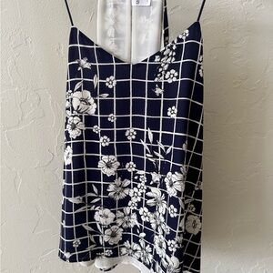 Express Navy and White Floral Camisole